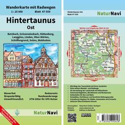 NaturNavi Wanderkarte mit Radwegen Hintertaunus Ost
