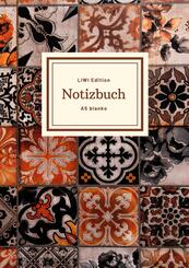 Notizbuch sch&ouml;n gestaltet mit Leseband - A5 Hardcover blanko - 100 Seiten 90g/m&sup2; - floral indisch - FSC Papier