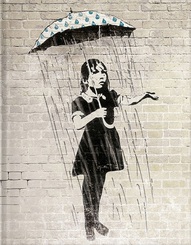 Hardcover Notizbuch Blanko - Street Art Umbrella Girl