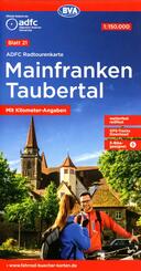 ADFC-Radtourenkarte 21 Mainfranken Taubertal 1:150.000, reiß- und wetterfest, E-Bike geeignet, GPS-Tracks Download, mit
