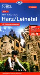 ADFC-Radtourenkarte 12 Harz /Leinetal 1:150.000, reiß- und wetterfest, E-Bike geeignet, GPS-Tracks Download, mit Bett+Bi