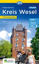 BVA Radwanderkarte Kreis Wesel 1:50.000, mit Knotenpunkten und km-Angaben, reiß- und wetterfest, GPS-Tracks Download, E-