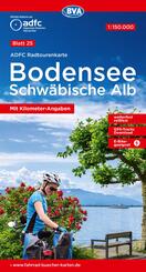 ADFC-Radtourenkarte 25 Bodensee Schwäbische Alb 1:150.000, reiß- und wetterfest, E-Bike geeignet, GPS-Tracks Download, m