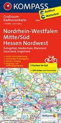 KOMPASS Gro&szlig;raum-Radtourenkarte 3706 Nordrhein-Westfalen Mitte/S&uuml;d, Hessen Nordwest, 1:125.000