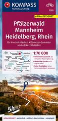 KOMPASS Fahrradkarte 3352 Pf&auml;lzerwald, Mannheim, Heidelberg, Rhein 1:70.000