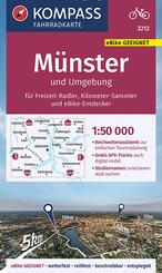 KOMPASS Fahrradkarte 3212 M&uuml;nster und Umgebung mit Knotenpunkten 1:50.000