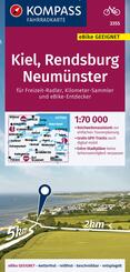 KOMPASS Fahrradkarte 3355 Kiel, Rendsburg, Neum&uuml;nster 1:70.000