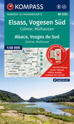 KOMPASS Wanderkarten-Set 2222 Elsass, Vogesen Süd / Alsace, Vosges du Sud, Colmar, Mülhausen / Mulhouse (2 Karten) 1:50.