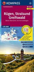 KOMPASS Fahrradkarte 3319 R&uuml;gen, Stralsund, Greifswald 1:70.000