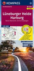 KOMPASS Fahrradkarte 3314 L&uuml;neburger Heide, Harburg 1:70.000