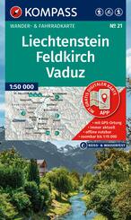 KOMPASS Wanderkarte 21 Liechtenstein, Feldkirch, Vaduz 1:50.000