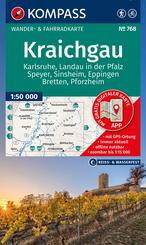 KOMPASS Wanderkarte 768 Kraichgau, Karlsruhe, Landau i. d. Pfalz, Speyer, Sinsheim, Eppingen, Bretten, Pforzheim 1:50.000