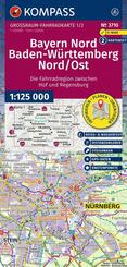 KOMPASS Gro&szlig;raum Fahrradkarte 3710 Bayern Nord, Baden-W&uuml;rttemberg Nord/Ost 1:125.000