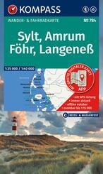 KOMPASS Wanderkarte 784 Sylt, Amrum, F&ouml;hr, Langene&szlig; 1:35.000