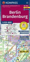 KOMPASS Gro&szlig;raum Fahrradkarte 3703 Berlin-Brandenburg, mit Knotenpunkten 1:125.000